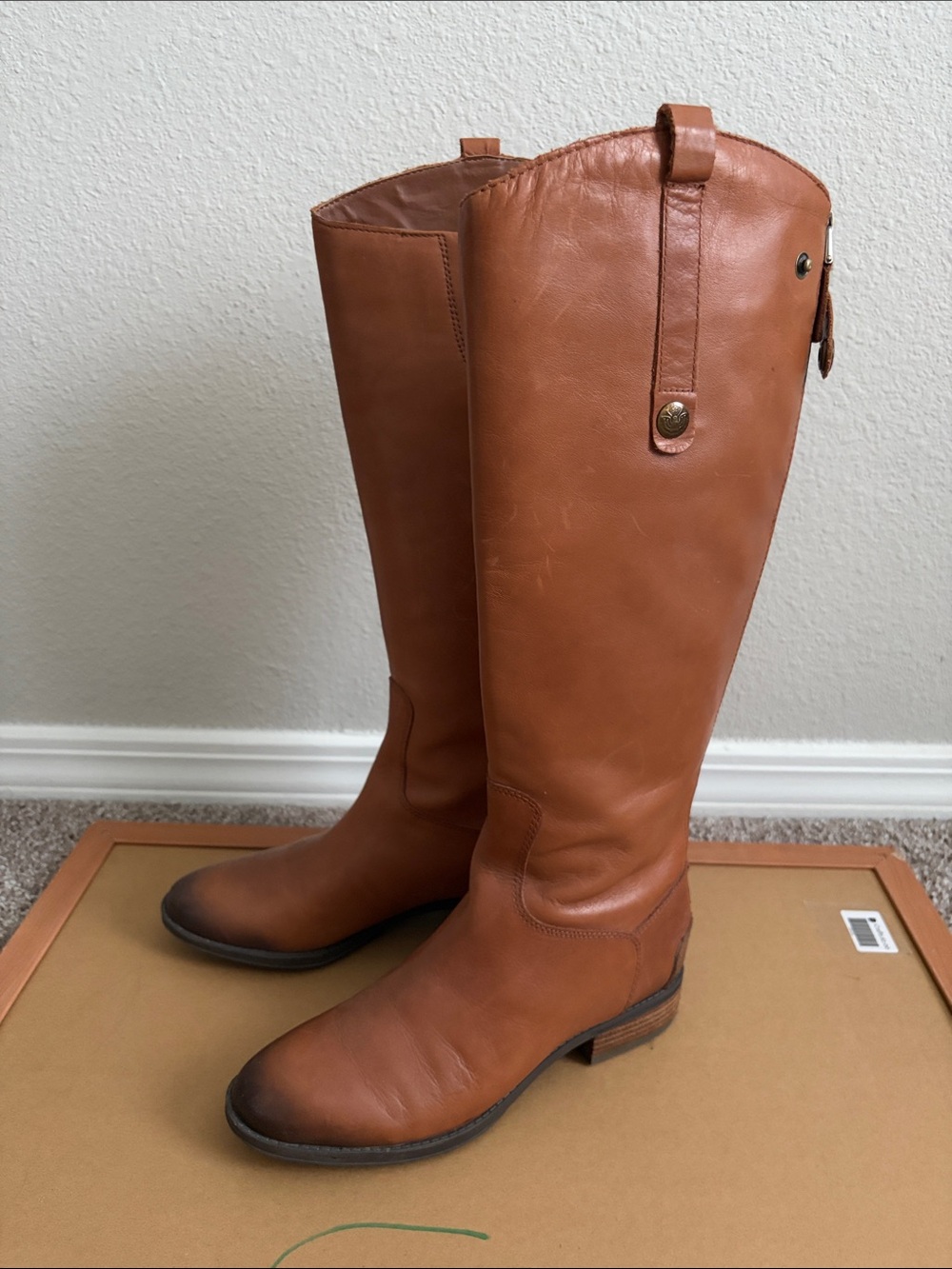 Sam Edelman Over-the-Knee Leather Boots in Cognac Brown